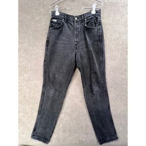 Vintage Chic Mom Jeans High Waist Tapered Leg Black Denim Women's Pants